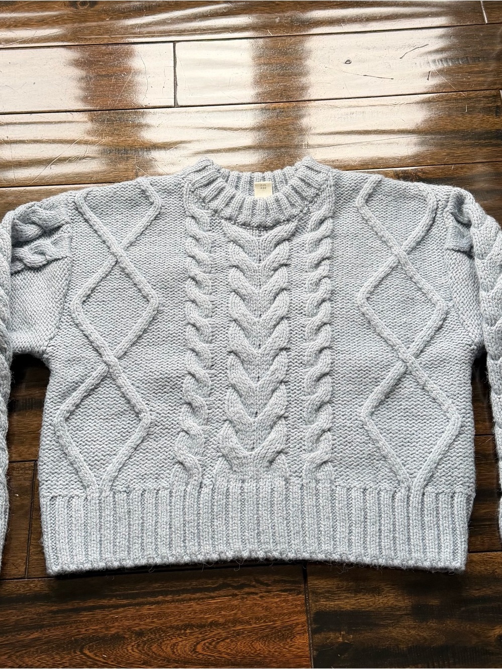 H&M Pale Blue Cable Knit Crewneck Sweater